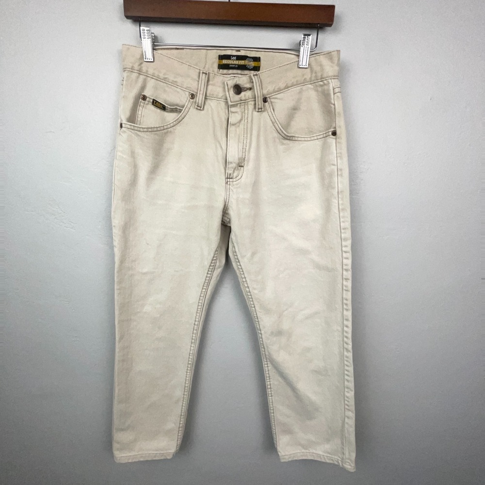 Vtg Y2K Lee Jeans Mens 30x30 (Fits 30x26) Regular Fit Straight Leg Cream Beige